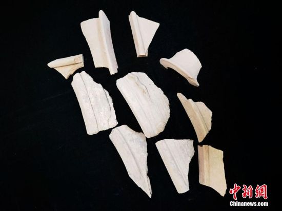 圖為靜寧縣賈河鄉(xiāng)竇坪村出土的彩陶片、紅陶片。 夏劍鋒 攝