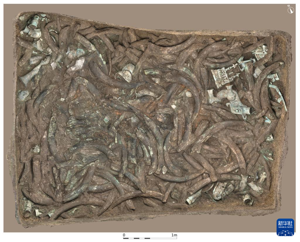 四川廣漢市三星堆商代遺址八號坑（資料圖）。