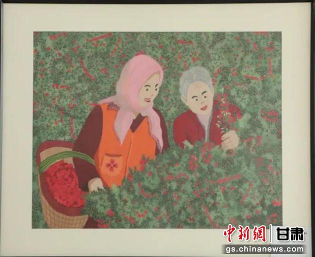 靖遠縣枸杞種植業(yè)帶動10多萬農民脫貧致富。刺繡 王明風 繡稿 胡靜