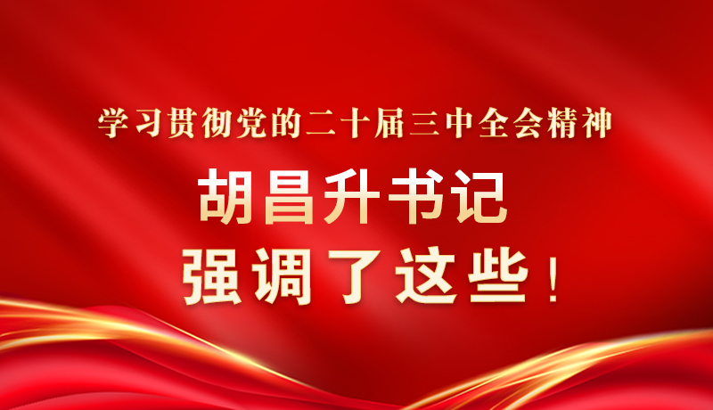 圖解|學(xué)習(xí)貫徹黨的二十屆三中全會精神 胡昌升書記強調(diào)了這些！