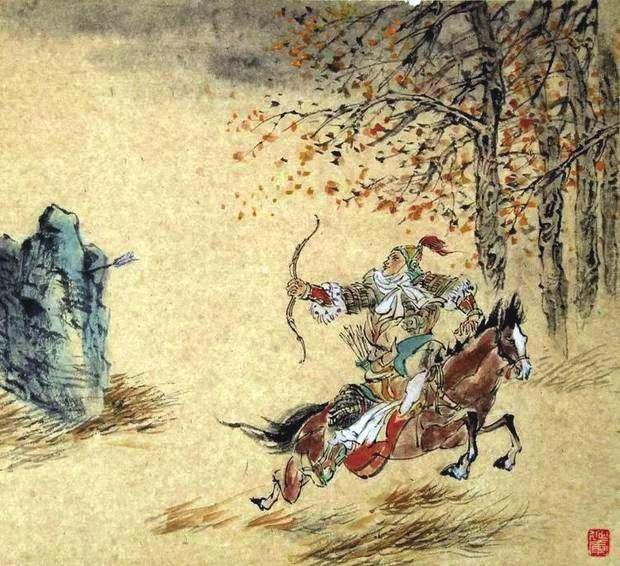 “林暗草驚風(fēng)，將軍夜引弓。”畫(huà)作